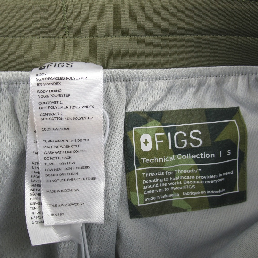 FIGS Zamora Jogger Scrub Pants Womens Small Green‎ Geometric Camo W23SW2067 NEW - Picture 2 of 9
